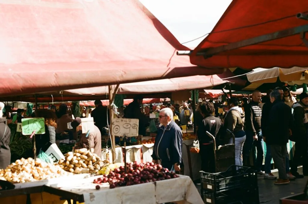 Outdoor vintage market Siena stalls
