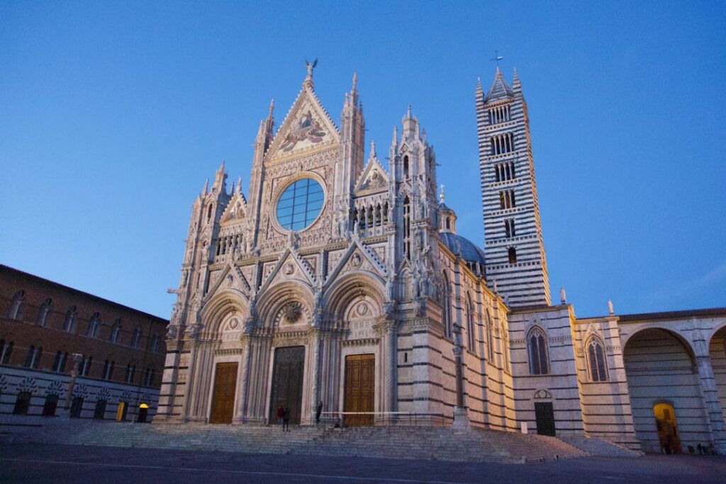Siena Cathedral facade marble morning