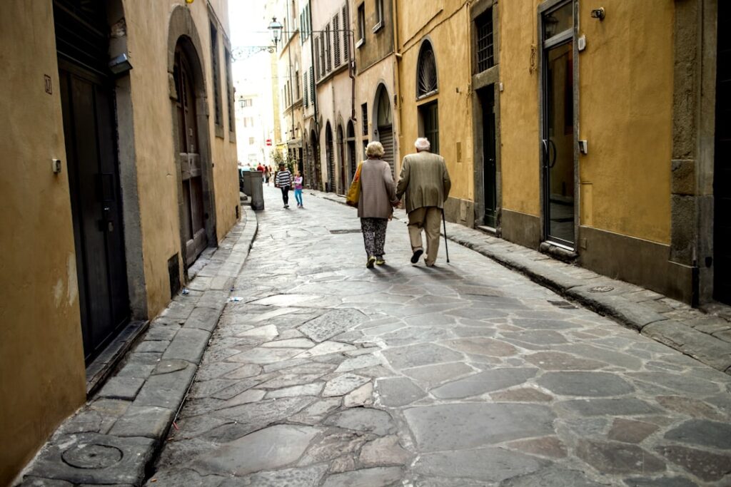 Siena morning coffee street couple
