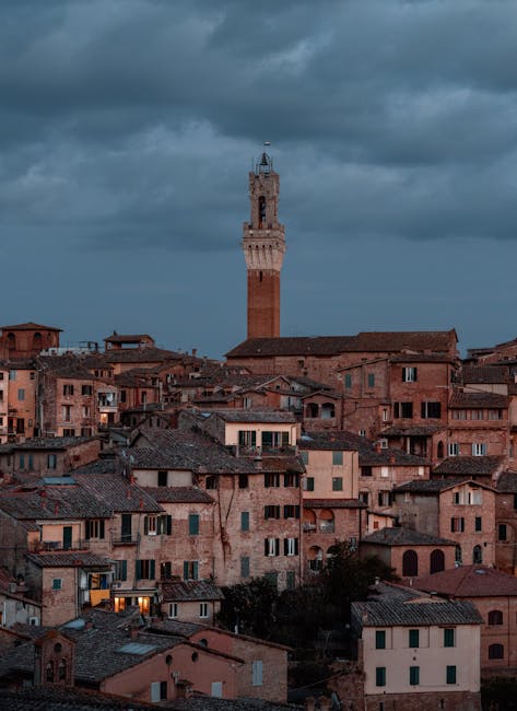 Siena rooftops twilight from Belvedere