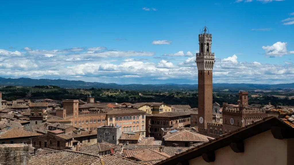 Vue panoramique sur les toits de Sienne et la Torre del Mangia