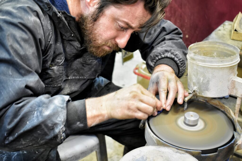Tuscan artisan glassblower workshop demonstration
