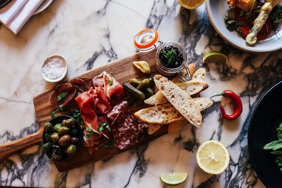 Planche d'antipasti et charcuterie servie dans une trattoria à Sienne