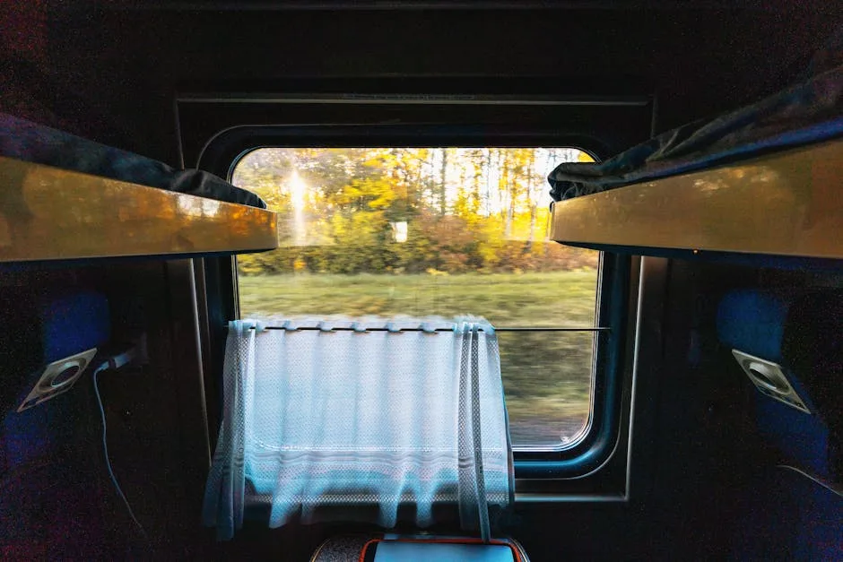 Tuscany countryside train window view