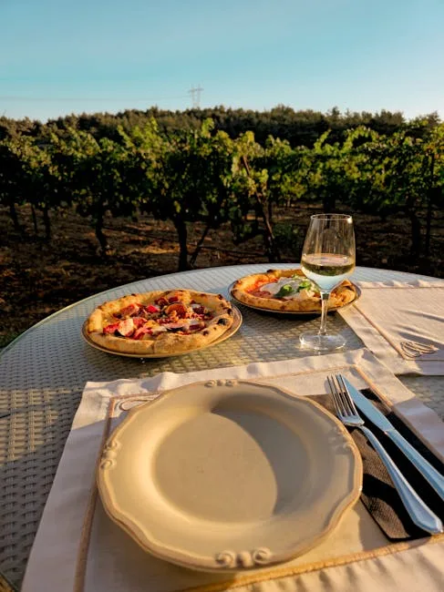 Vineyard tasting table sunset